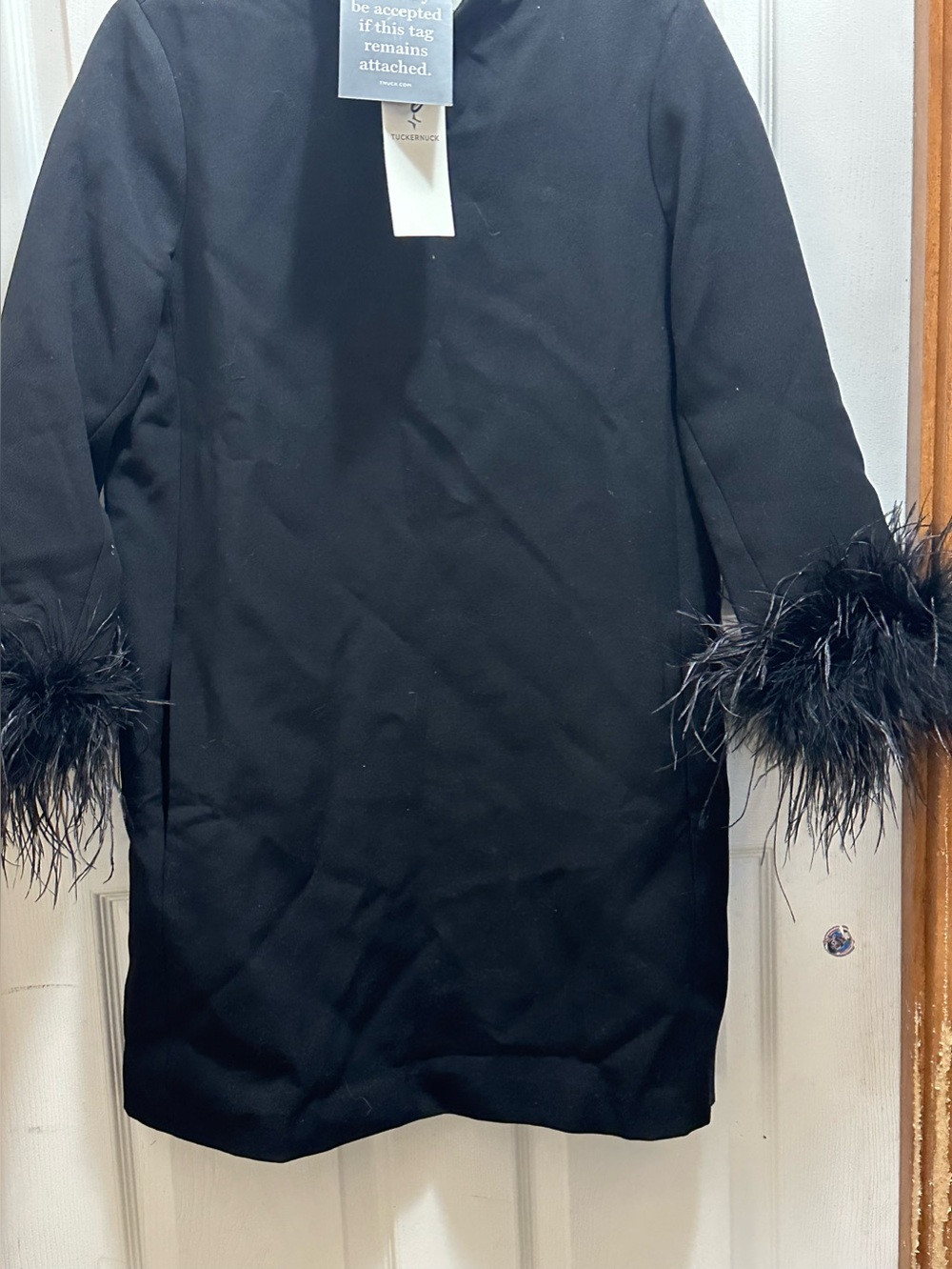 Tuckernuck Black Long-Sleeve Dress with Feather Cuffs